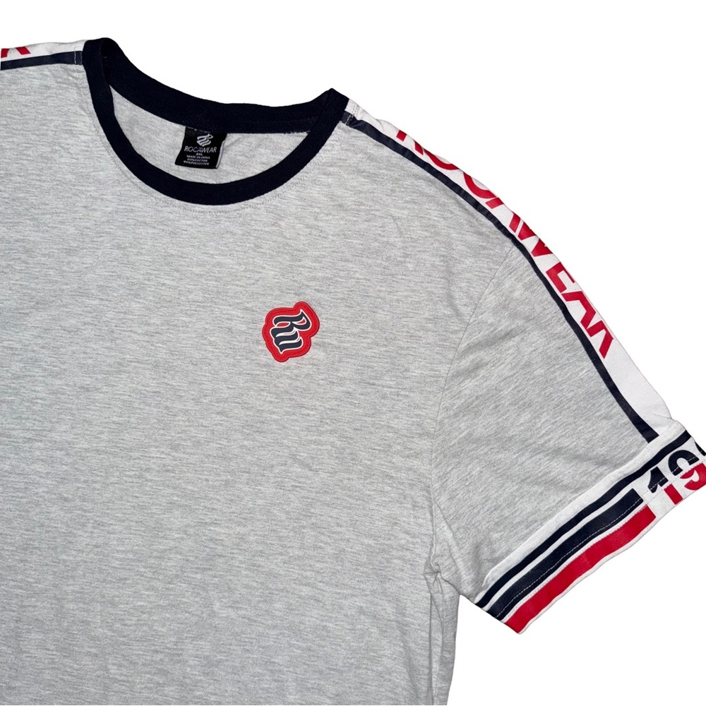 Rocawear Gray Y2K Short Sleeve Logo T-Shirt Skater Streetwear Indie Sleaze 90s